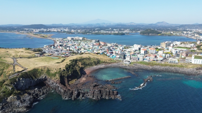  An aerial view of an island 