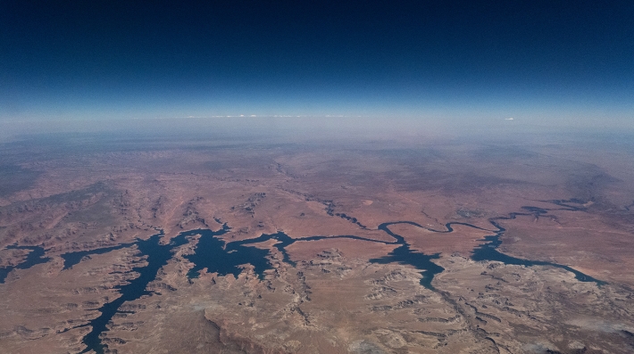 An arial view of a lake
