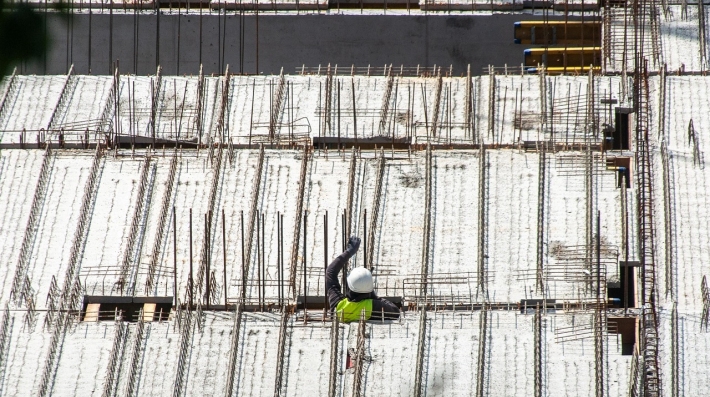 Construction worker in a building under construction