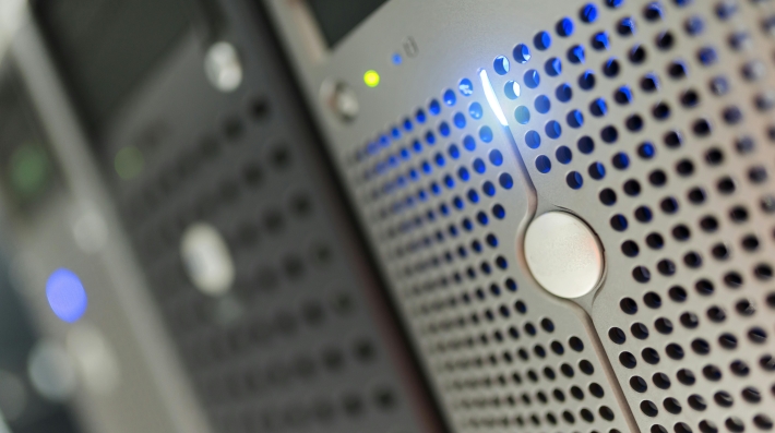 Computer server in a data center room