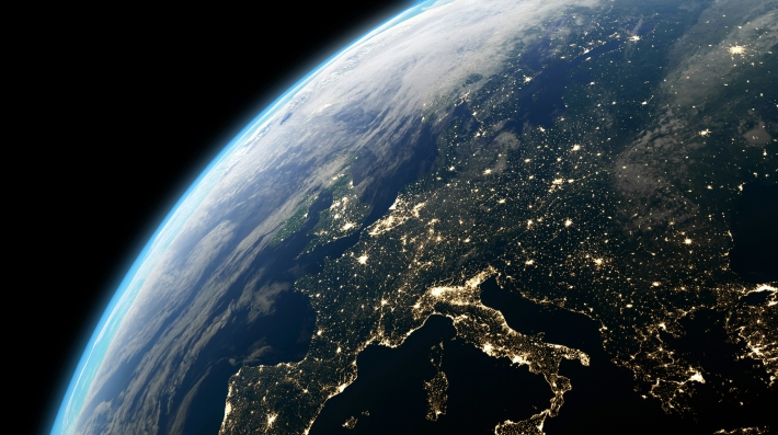 Earth from space at night