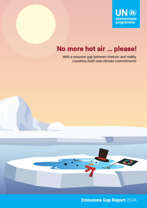 Report cover with an illustration of a melted snowman on an iceberg during daytime